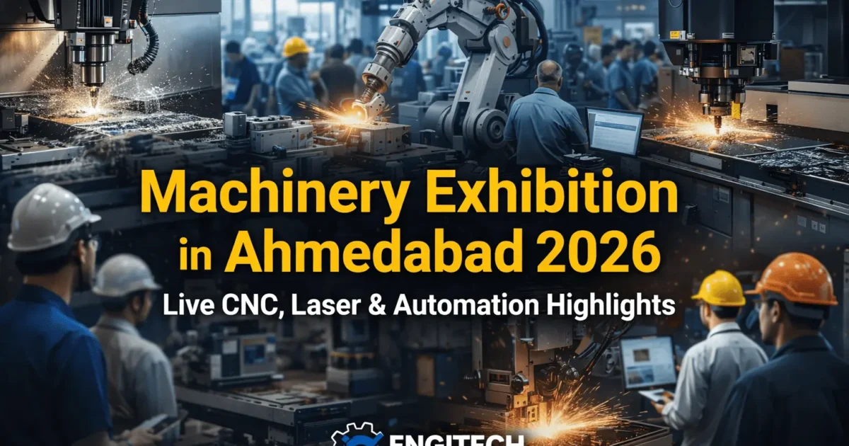Live CNC machining, laser cutting and industrial automation demonstration at Machinery Exhibition Ahmedabad 2026